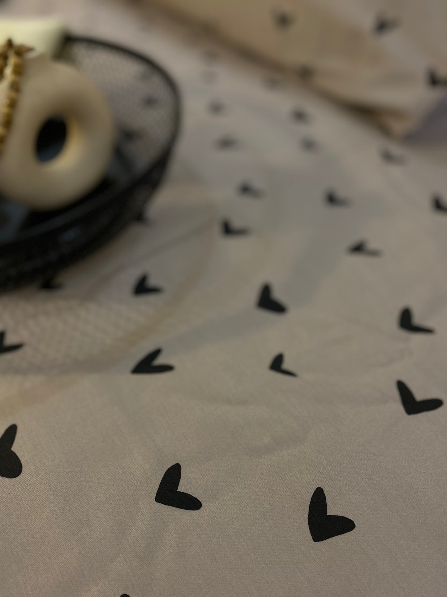 Polka Hearts 100% Cotton Satin King Size Bedsheet with Pillowcases – High Thread Count Bedding (108 x 102 Inches)