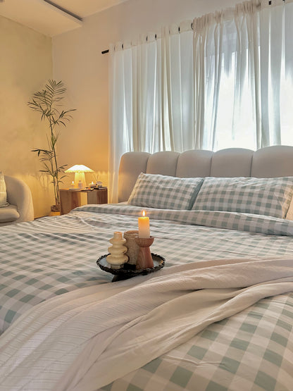 Linen Loft Trendy Gingham Bedding | Soft, Stylish, and Cozy in Sage Green