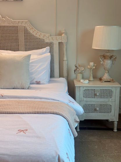 Linen Loft Blush Pink Bow Embroidered Duvet Set | Cozy-Core Elegance for That Dreamy Look