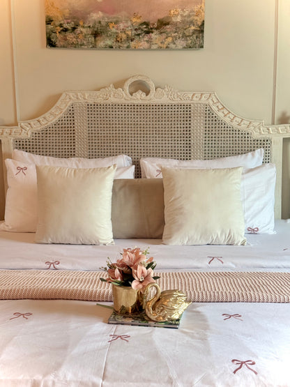 Linen Loft Blush Pink Bow Embroidered Duvet Set | Cozy-Core Elegance for That Dreamy Look