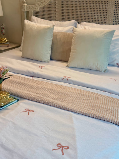 Linen Loft Blush Pink Bow Embroidered Duvet Set | Cozy-Core Elegance for That Dreamy Look