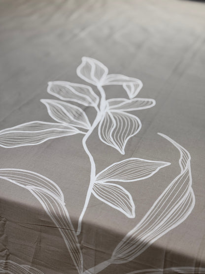 Premium 100% Cotton Satin King Size Bedsheet with Pillowcases – Beige Taupe Canvas Design (108 x 102 Inches)