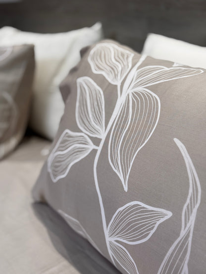 Premium 100% Cotton Satin King Size Bedsheet with Pillowcases – Beige Taupe Canvas Design (108 x 102 Inches)