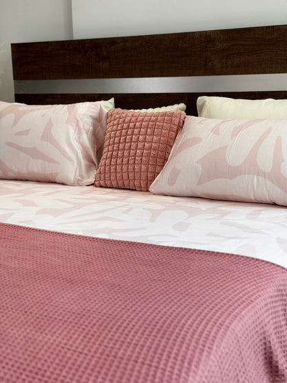 Soft 100% Cotton Satin King Size Bedsheet with Pillowcases – Pink Blush Bedding (108 x 102 Inches)