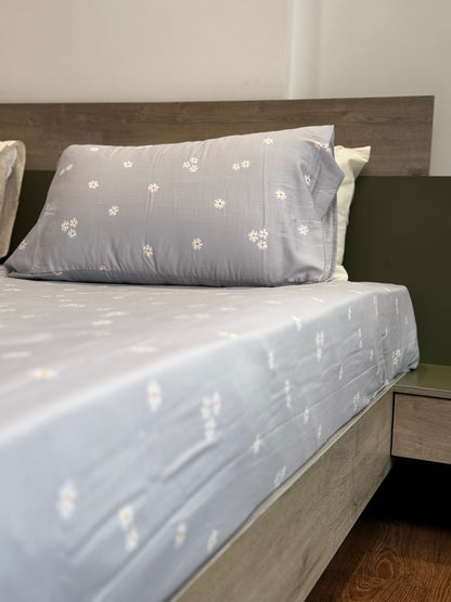 Soft 100% Cotton Satin King Size Bedsheet with Pillowcases – Duck Egg Bloom Bedding (108 x 102 Inches)