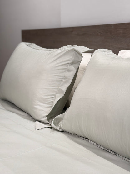 Sage green bedding set with White Duvet Cover