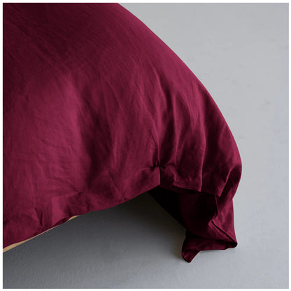 Linen Loft Plum & Ivory Bed Set Bundle – Flat Sheet with Pillowcases & Duvet Cover Set Standard King Size