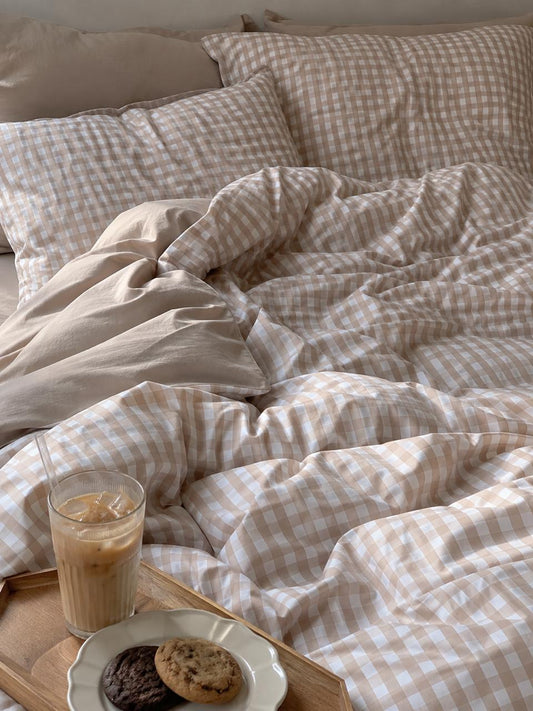 Linen Loft Signature Natural Gingham Duvet Cover