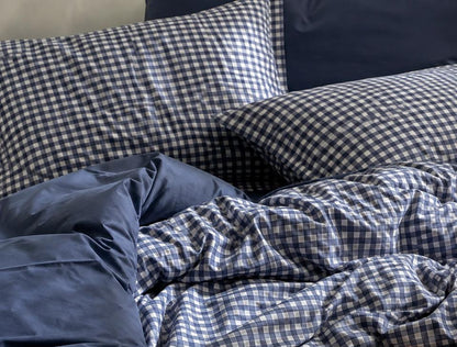 Linen Loft Gingham Duvet Set - Navy & White