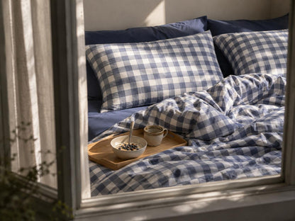 Linen Loft Gingham Duvet Set - Navy & White