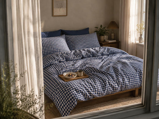 Linen Loft Gingham Duvet Set - Navy & White