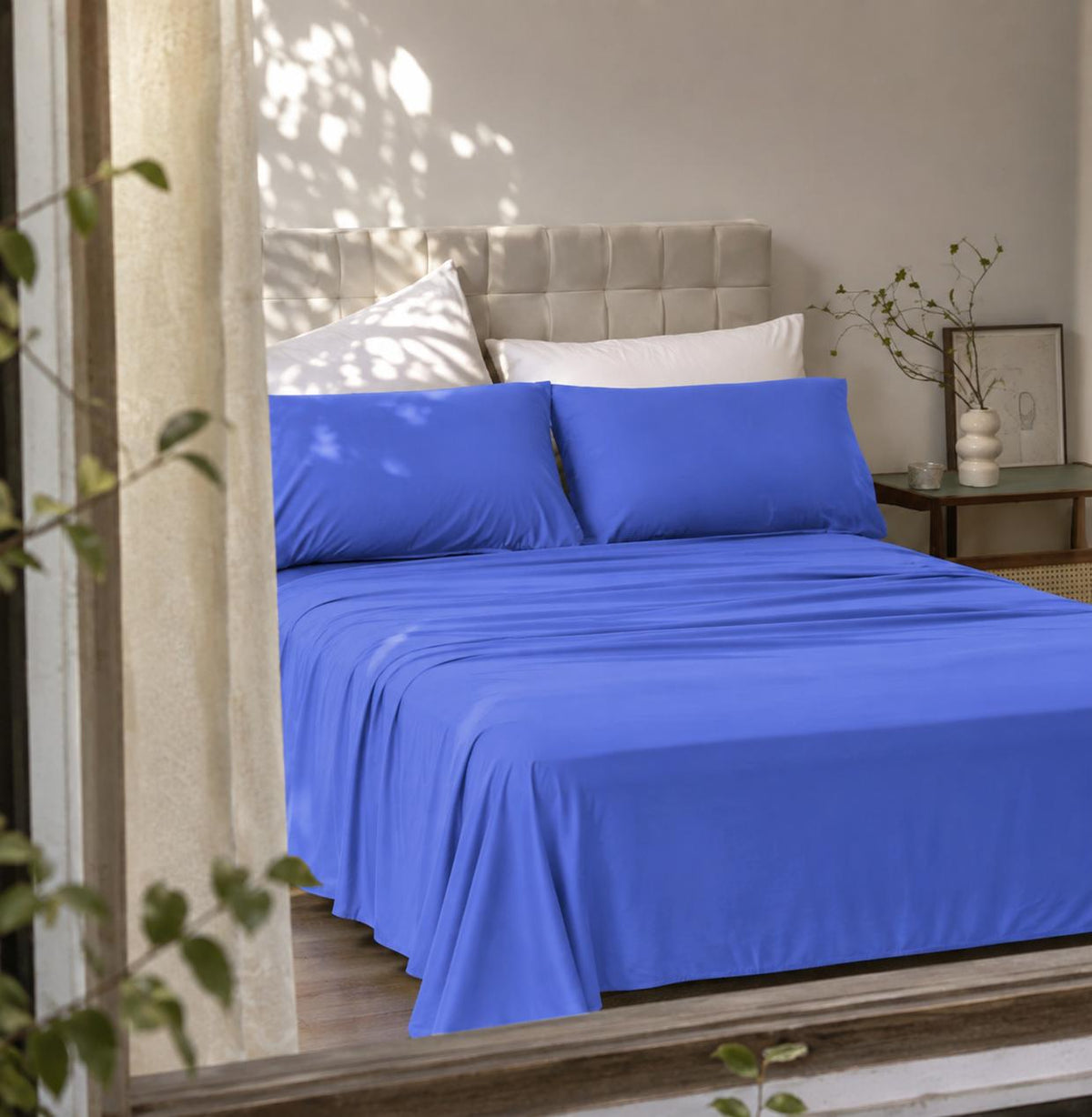 Linen Loft  Ocean  Blue Flat Sheet - King size