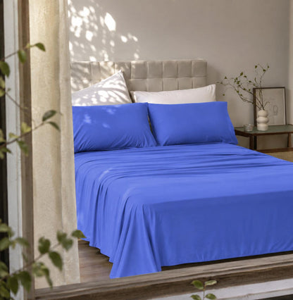 Linen Loft  Ocean  Blue Flat Sheet - King size