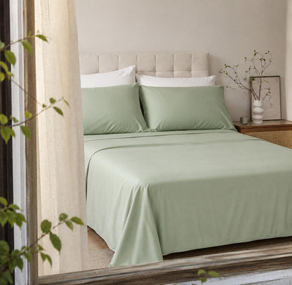 Linen Loft  Sage Green Flat Sheet - King size