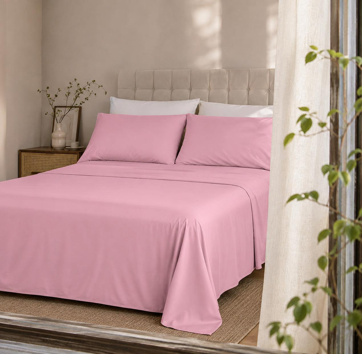 Linen Loft Pink Flat Sheet - King size