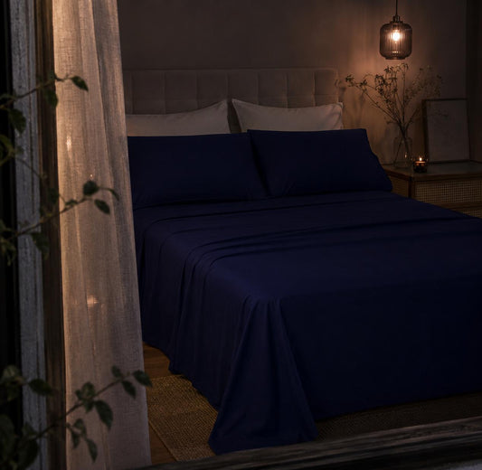 Linen Loft Navy Flat Sheet - King size