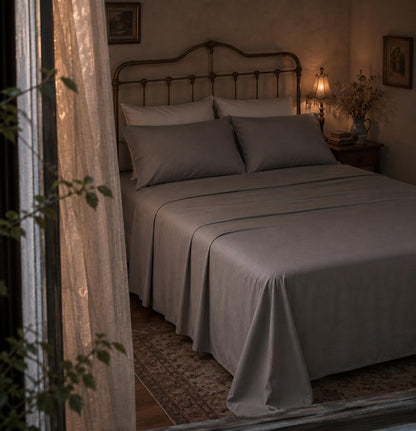 Plain Aura Flat Sheet Charcoal