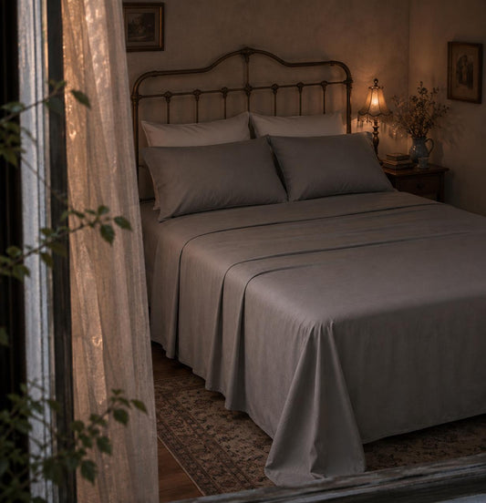 Plain Aura Flat Sheet Charcoal