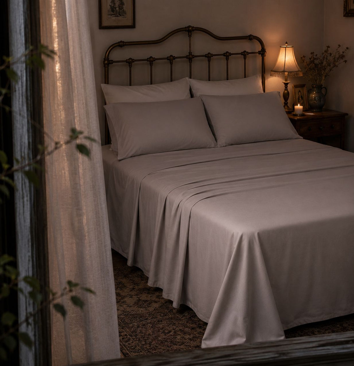 Plain Aura Flat Sheet Grey