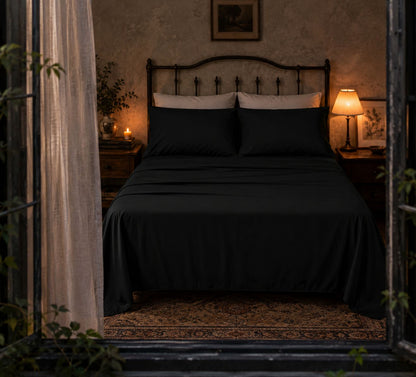 Plain Aura Flat Sheet Black