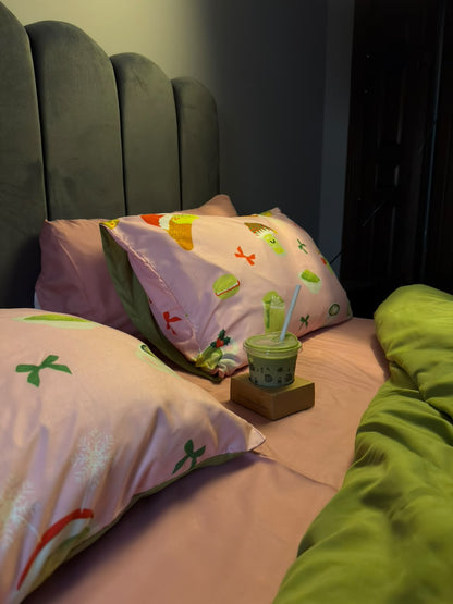 Linen Loft Pink Matcha Bedding Set - King