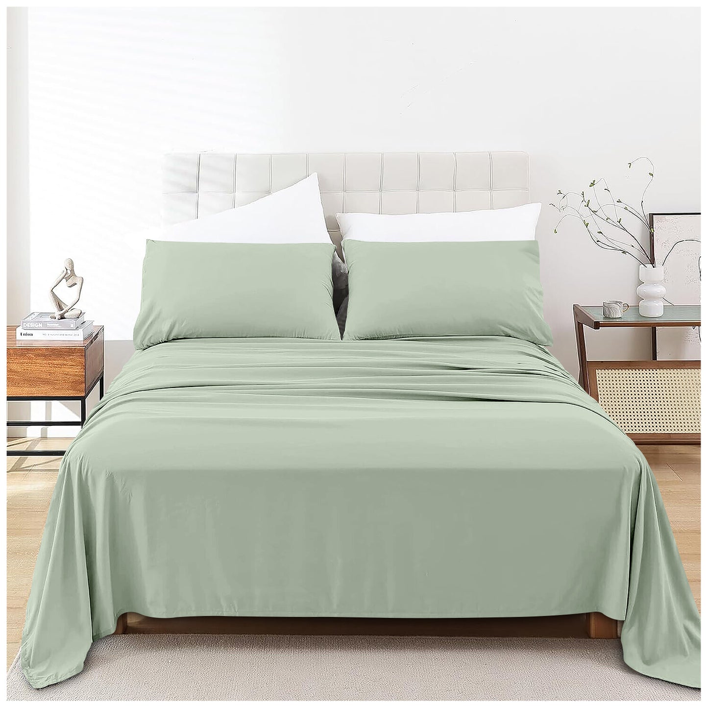 Linen Loft  Sage Green Flat Sheet - King size
