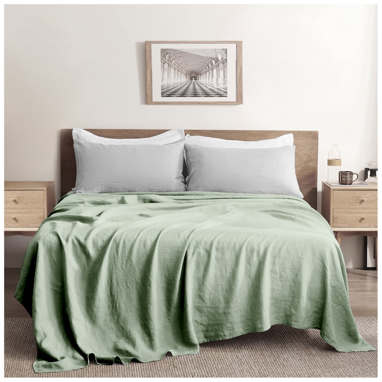 Linen Loft  Sage Green Flat Sheet - King size