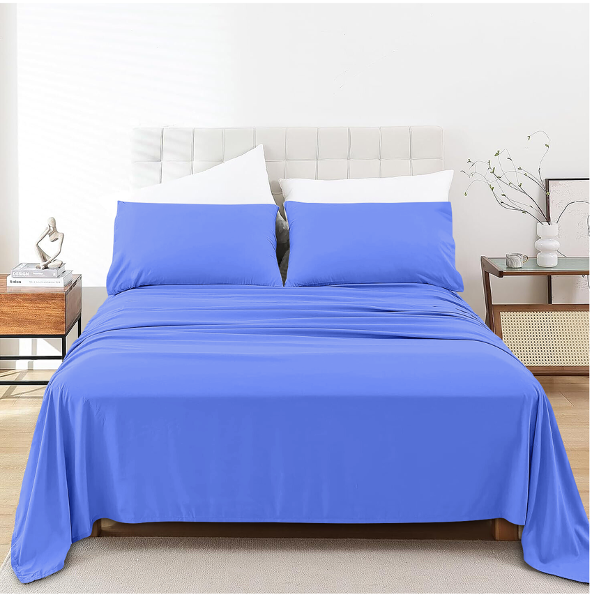 Linen Loft  Ocean  Blue Flat Sheet - King size