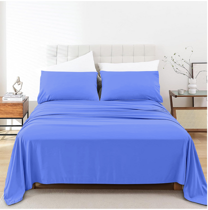 Linen Loft  Ocean  Blue Flat Sheet - King size