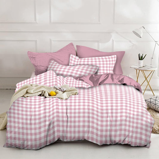 Linen Loft Blush Pink Check Duvet Set – Elegant & Comfortable Bedroom Look