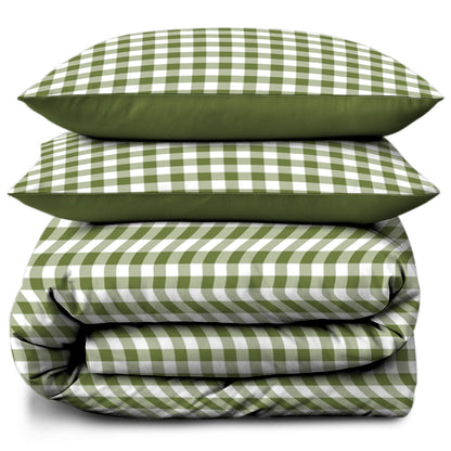 Linen Loft  Green Gingham Bedding Set | A Soft and Elegant Addition to Your Home