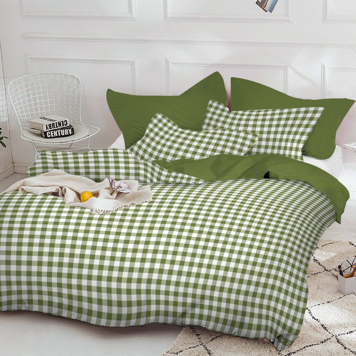 Linen Loft  Green Gingham Bedding Set | A Soft and Elegant Addition to Your Home