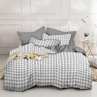Linen Loft Soft Gingham Bedding Set | Sleek and Relaxed in Grey