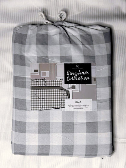 Linen Loft Soft Gingham Bedding Set | Sleek and Relaxed in Grey