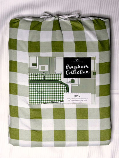 Linen Loft  Green Gingham Bedding Set | A Soft and Elegant Addition to Your Home