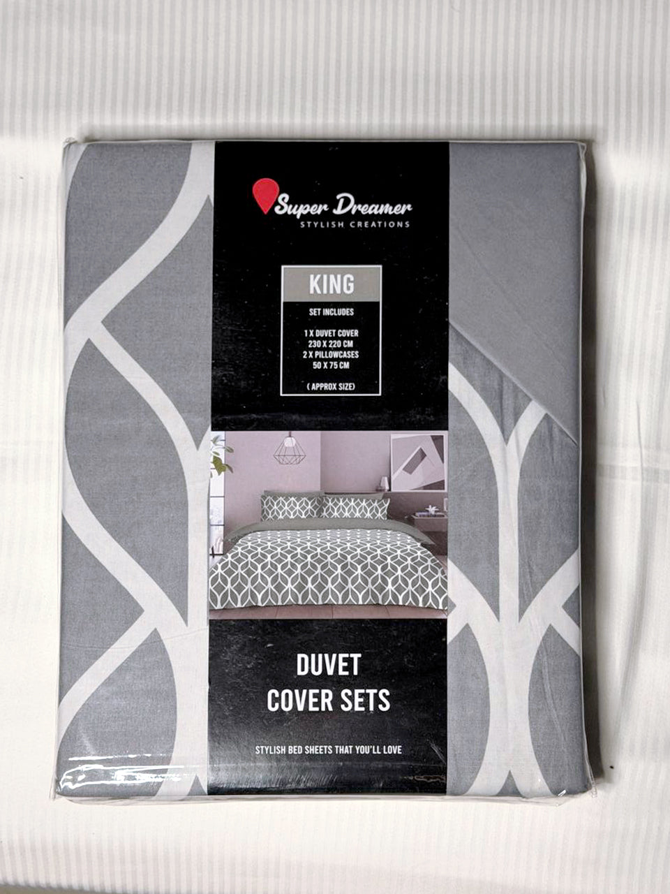 Linen Loft Elegant Grey Bedding Set with Modern Geometric Design | Soft, Comfortable, and Stylish