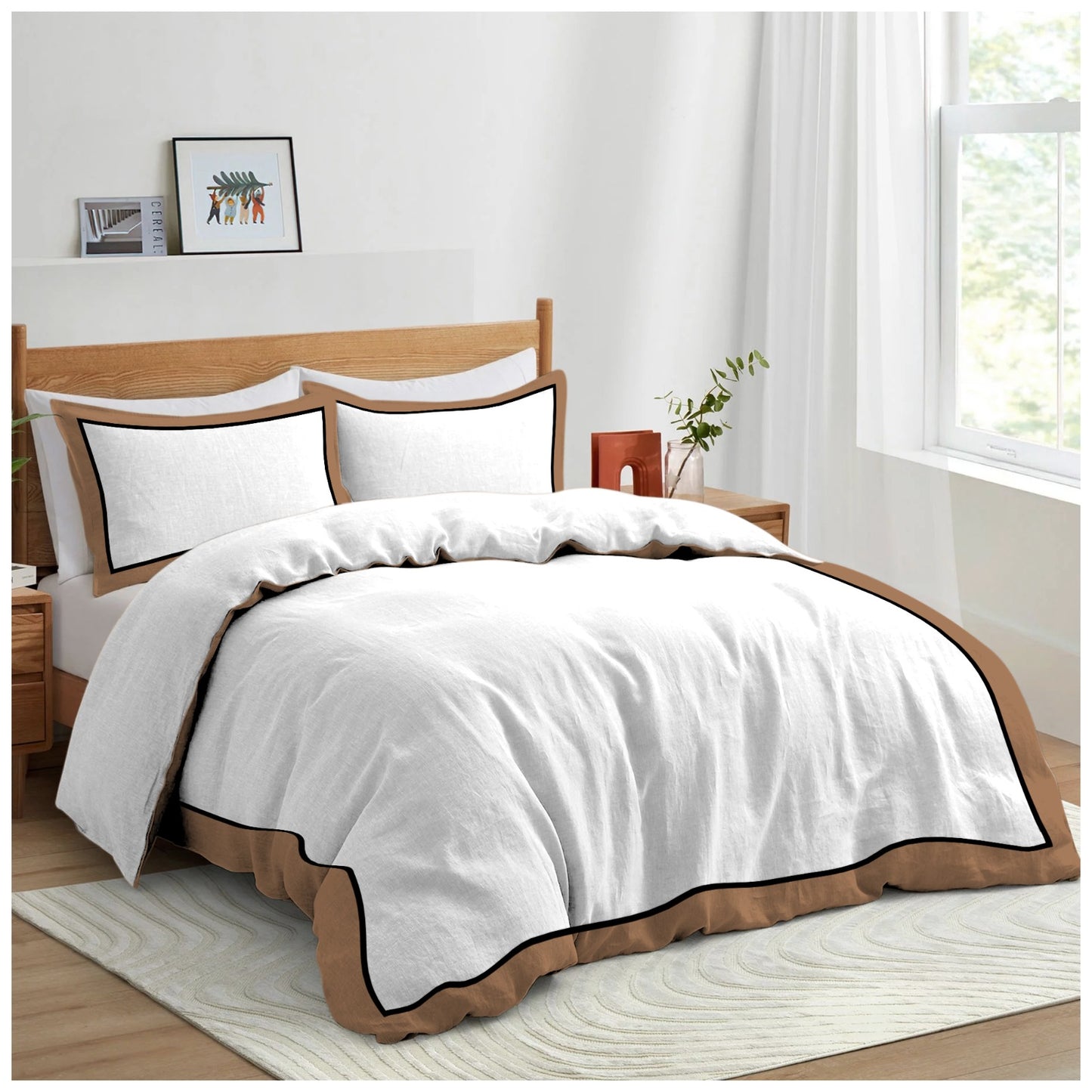 Linen Loft Monarch Hotel Collection – White & Latte Luxury Duvet Set