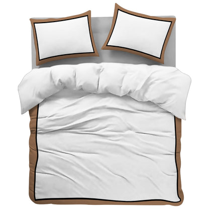 Linen Loft Monarch Hotel Collection – White & Latte Luxury Duvet Set