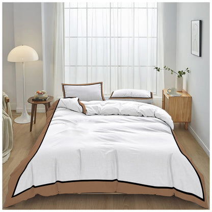 Linen Loft Monarch Hotel Collection – White & Latte Luxury Duvet Set