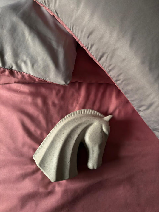 Linen Loft Reversible Rose Pink & Slate Grey Duvet Cover Set - King Size