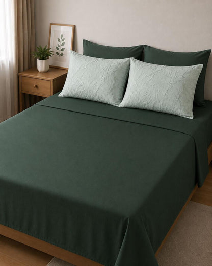 Linen Loft Moss Green Bedding Set - King Size