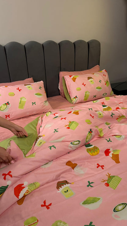 Linen Loft Pink Matcha Bedding Set - King