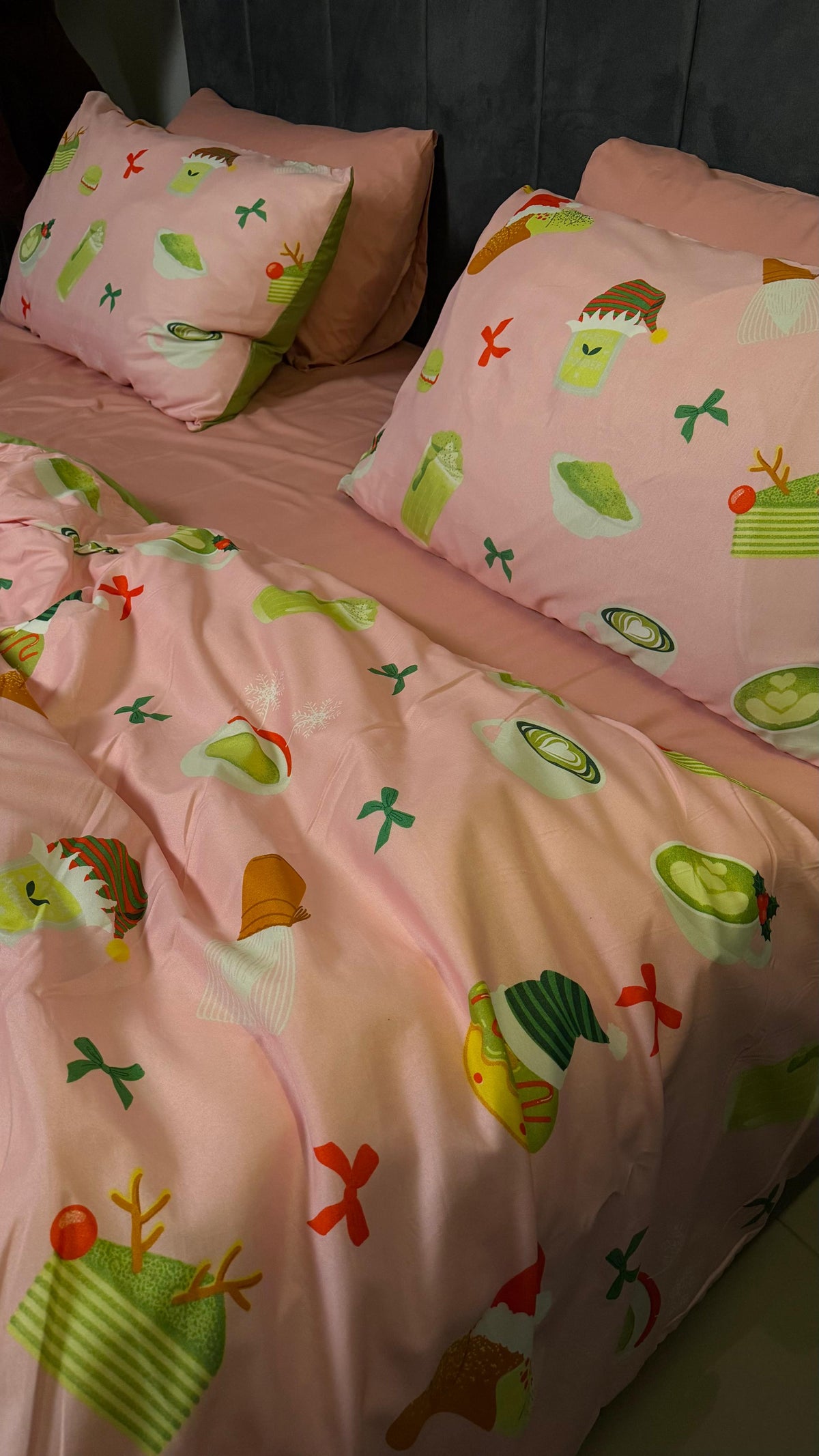 Linen Loft Pink Matcha Bedding Set - King