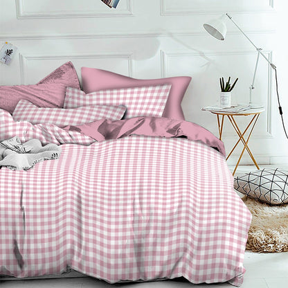 Linen Loft Blush Pink Check Duvet Set – Elegant & Comfortable Bedroom Look