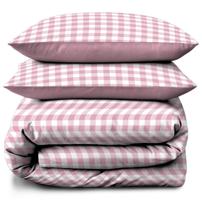 Linen Loft Blush Pink Check Duvet Set – Elegant & Comfortable Bedroom Look