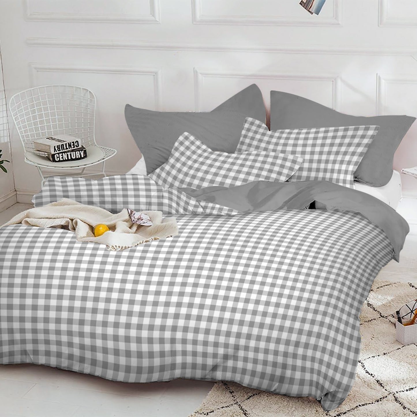 Linen Loft Soft Gingham Bedding Set | Sleek and Relaxed in Grey