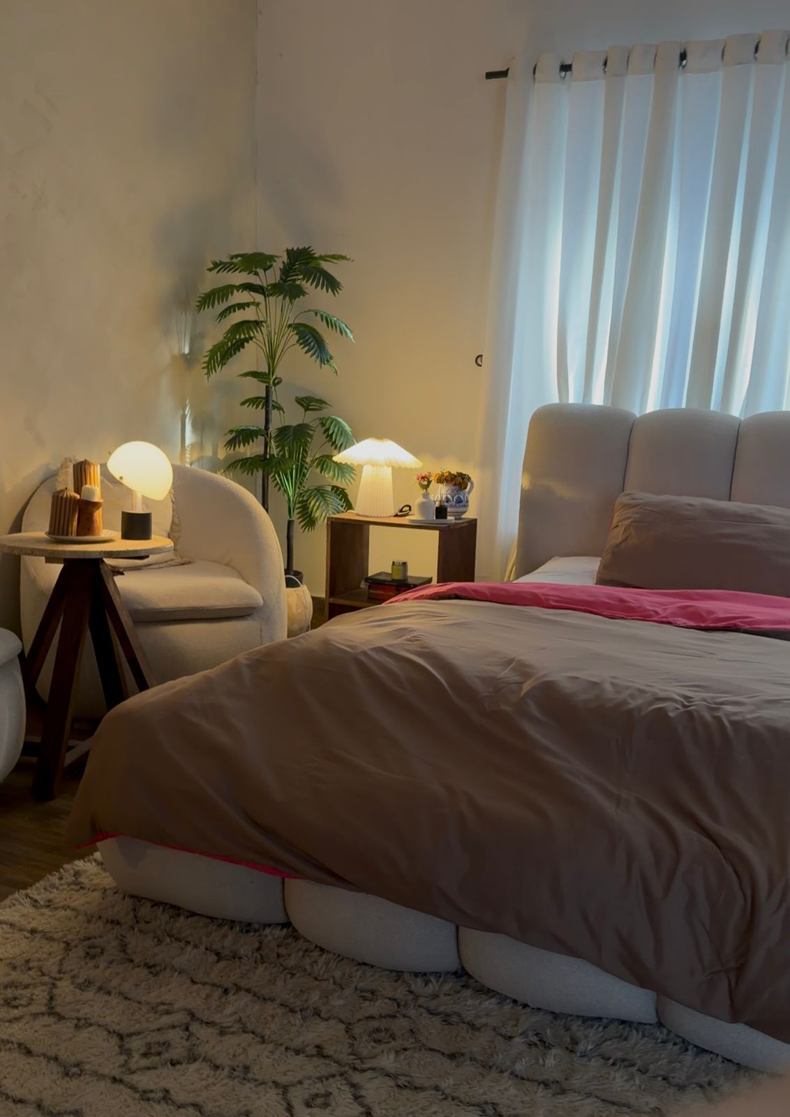 Linen Loft Reversible Hot Pink & Natural Duvet Cover Set - King Size