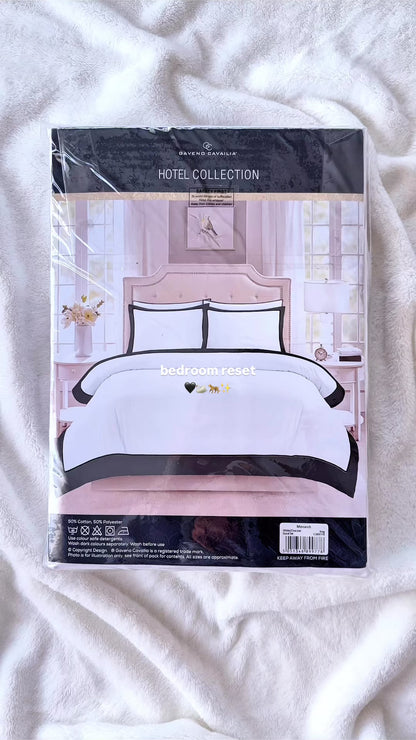 Linen Loft Monarch Hotel Collection| White & Black Contrast-Border Duvet Set