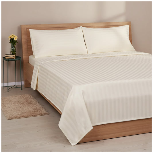 Luxe Ivory Stripe Bed Sheet Set