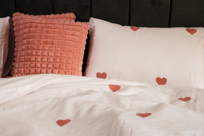 Blush Pink Heart Bed Set with Pink Fitted Sheet – King Size